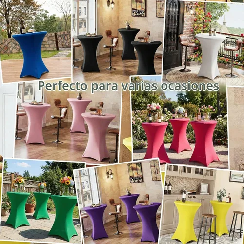 Vista 6 de Fundas para mesa de cóctel, paquete de 2 manteles redondos de 32 x 43 pulgadas, color beige