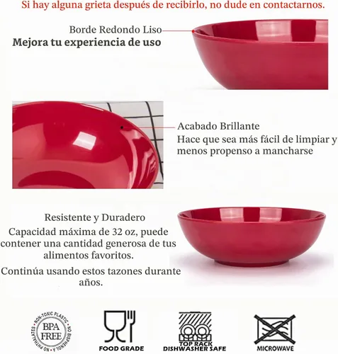 Vista 3 de KOXIN-KARLU Cuencos de melamina, cuencos para pasta de 7.5 pulgadas, juego de 6 en 6 colores surtidos