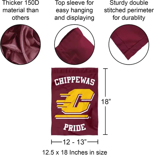 Vista 3 de Bandera de jardín de campo con texto en inglés «This is Chippewas de Central Michigan»