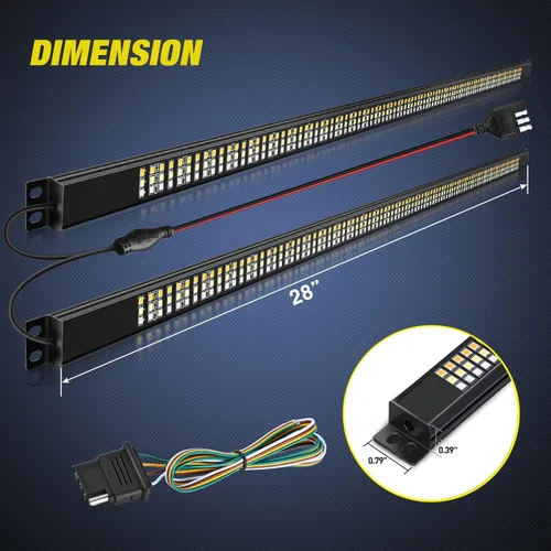 Vista 2 de Nilight - Barra de luz para puerta trasera de camión de 56 pulgadas con marco de aluminio, triple fila, tira de 576 LED con luces de freno rojas