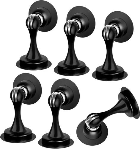 Vista 11 de Tope magnético de puerta, autoadhesivo, tope magnético de puerta negro para montaje en pared, protector de pared de tope de puerta de acero