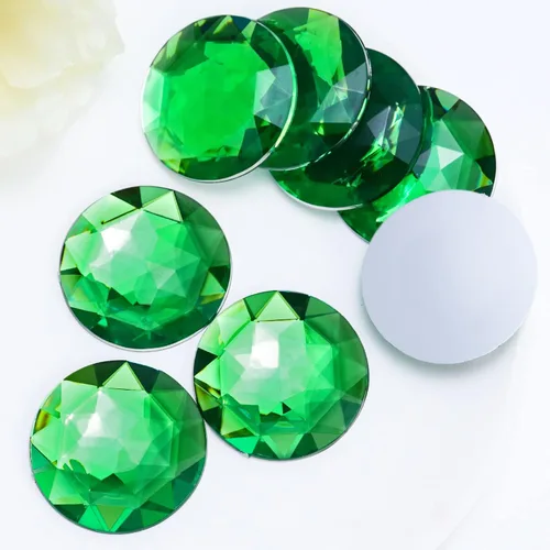 Vista 11 de Diamantes de imitación de parte trasera plana extra grandes de 2.047 in, 6 piezas redondas de acrílico ámbar grandes con parte trasera plana