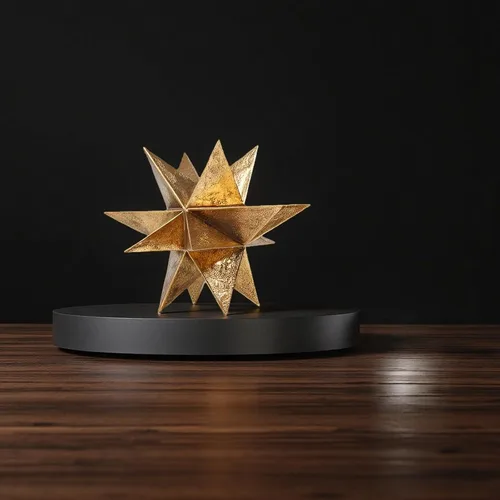 Vista 9 de Braxio Decoración de interiores de estilo moderno, estrellas de resina dorada multiángulo, escultura geométrica abstracta para sala de estar