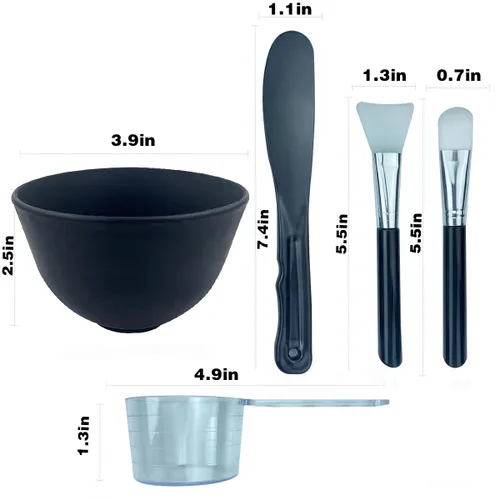 Vista 2 de Juego de tazones para mezclar mascarillas faciales 5 en 1, kit de herramientas de máscara facial de calidad de spa con aplicador de cepillo