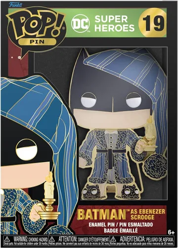 Vista 2 de Funko Pin esmaltado Pop: DC Super Heroes Holiday – Batman As Ebenezer Scrooge – DC Comics – Broche coleccionable lindo – para mochilas y bolsas