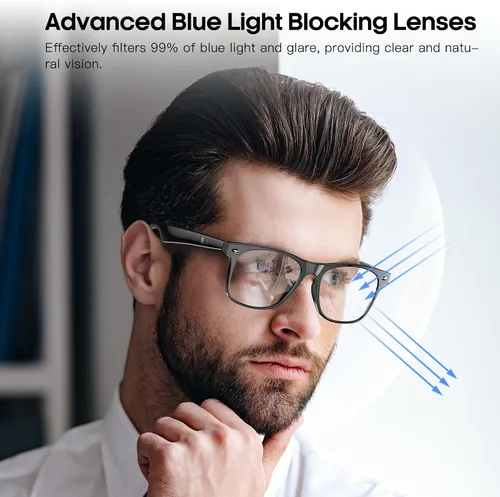Vista 4 de Lentes inteligentes de traducción AI para hombres y mujeres, gafas de sol Bluetooth 6.0, protección UV, asistente de voz, audio de oído abierto