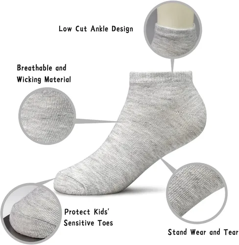 Vista 2 de SPTRAMLE Calcetines para niños, 25 pares de calcetines de corte bajo para niños y niñas (0 a 14 años), 25 pares de calcetines de tobillo para niños