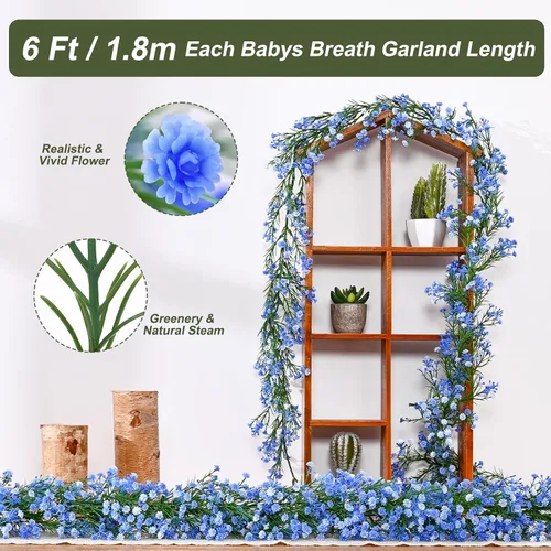 Vista 3 de Dolicer Guirnalda de flores artificiales para el aliento del bebé, 2 Azul