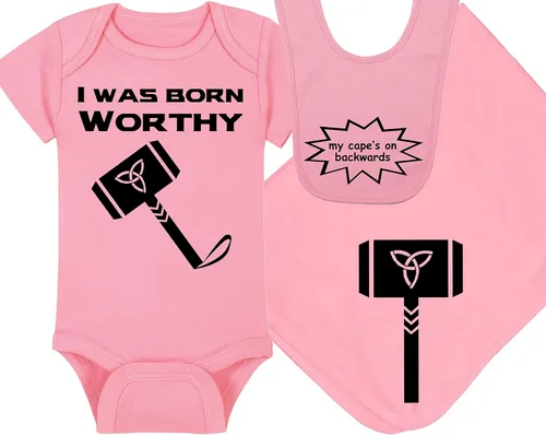 Vista 9 de I Was Born Worthy - Superhero Baby Onesie - Hat - Blanket - Bib Package Combinations