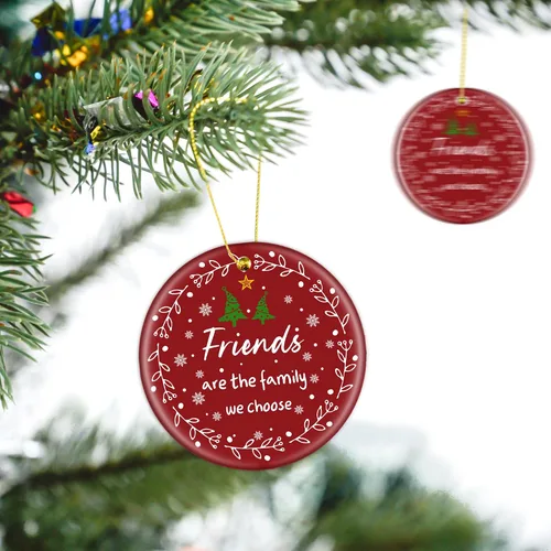 Vista 6 de Adornos de Navidad para Amigos, Regalos para Mujeres y Hombres - Adornos de Cerámica para Árbol de Navidad de 3", Adornos de Amistad para Mejores