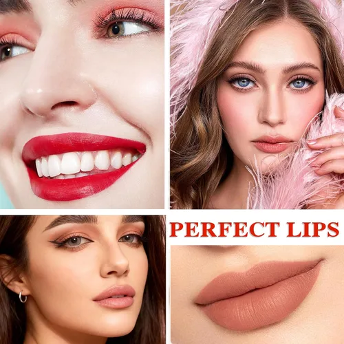 Vista 6 de Lápiz labial líquido de 12 colores, tinte de labios, mate de larga duración, impermeable, juego de brillo labial para crear maquillaje de labios