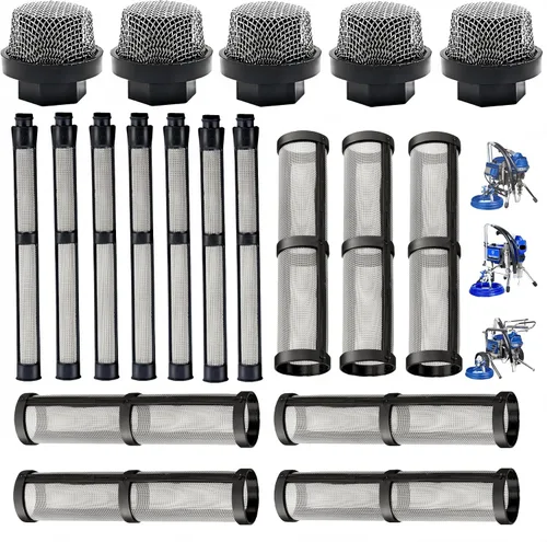 Vista 13 de 2 piezas 288716 de rosca de filtro de entrada de 3/4 pulgadas y 6 filtros de pistola pulverizadora sin aire 288749 compatibles con Graco X5/X7/ProX