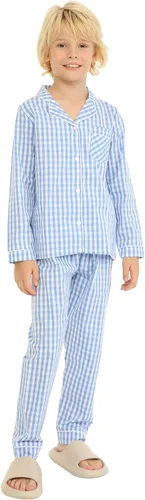 Vista 2 de Mud Kingdom Conjunto de pijama Boutique para niñas y niños, ropa de dormir de manga larga con cuello