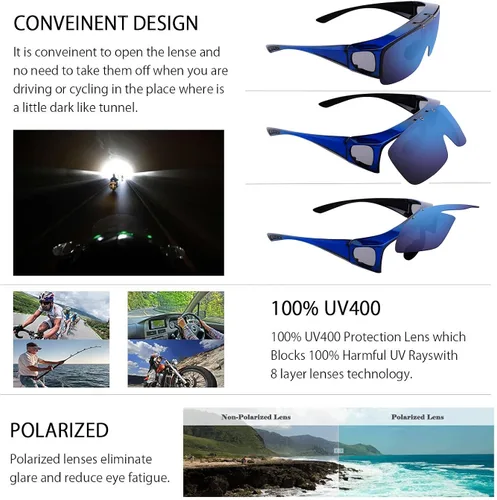 Vista 3 de TINHAO Gafas de sol polarizadas para hombre con lentes espejadas, talla única