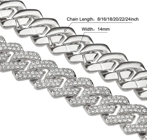 Vista 5 de Cadena y pulsera de eslabones cubanos de oro y plata para hombres y mujeres Collar de diamantes Iced Out Miami Cuban Hip Hop Joyería