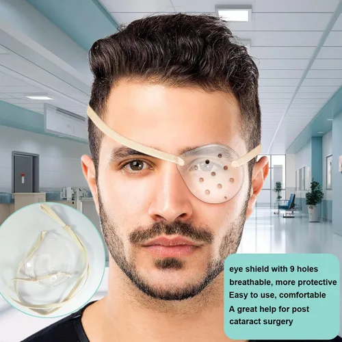 Vista 7 de 2 protectores de ojos transparentes para cirugía de cataratas, parche protector de ojos con ventilación dura con banda elástica extendida, protector