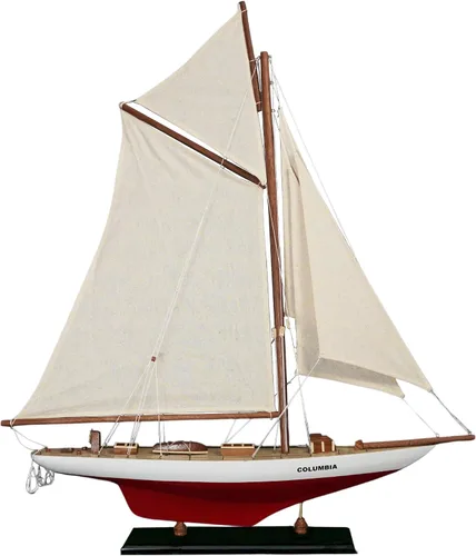 Vista 9 de vinacreations Atlantic Yacht modelo de madera de barco de 24 pulgadas, estanque, yate, velero, modelo de madera americana, barco, artesanía, hogar
