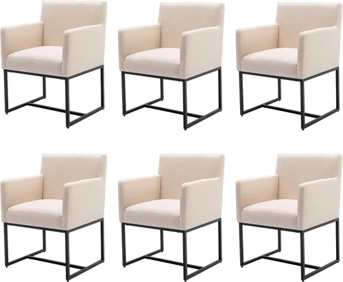 Vista 11 de BESTANO Juego de 2 sillas de comedor tapizadas con brazos de piel sintética de mediados de siglo, sillas decorativas modernas con marco de metal