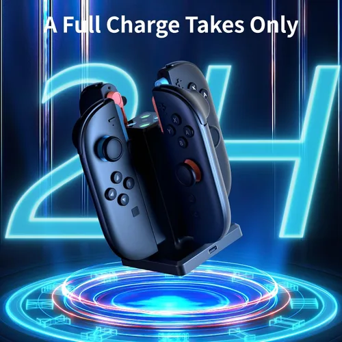 Vista 2 de HEYSTOP Base de carga compatible con Nintendo Switch 2 Joy-Con, estación de acoplamiento de cargador magnético Joycon de 4 puertos, indicador LED