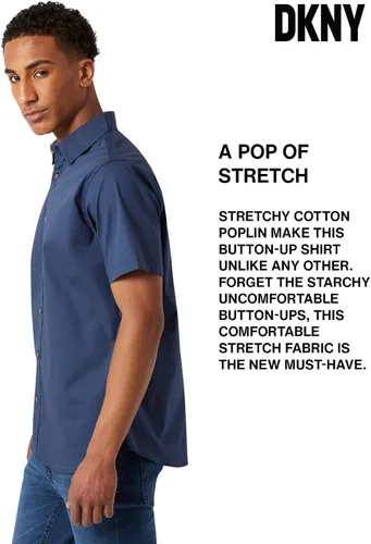 Vista 4 de DKNY Camisas casuales con botones para hombre - Camisas de manga corta con botones para hombre Camisas casuales con botones para hombre