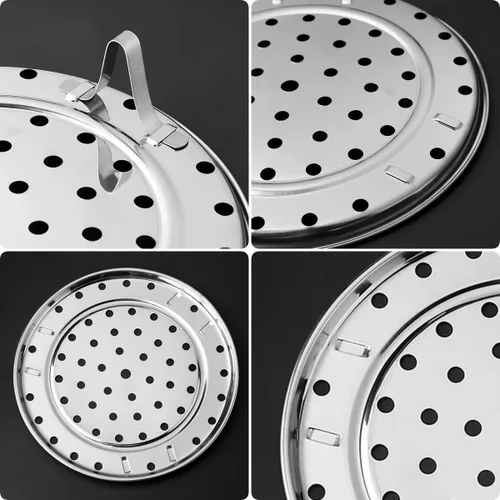 Vista 2 de Estante de vapor de acero inoxidable de 8.7 pulgadas de diámetro con patas extraíbles, utensilios de cocina para hornear al vapor