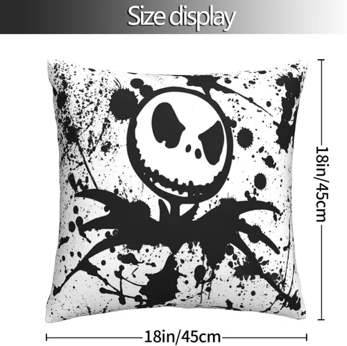 Vista 5 de Melillah Skellington - Funda de almohada de Navidad de 18 x 18 pulgadas, diseño de doble cara, funda de almohada decorativa para automóvil, sofá