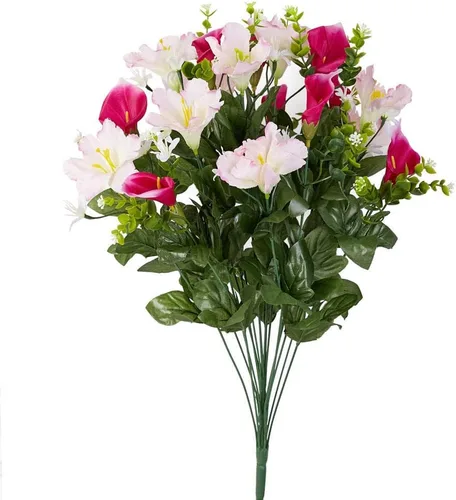 Vista 5 de Factory Direct Craft Beauty Pink - Ramo mixto de calas y lirios artificiales para decoración de Pascua y exhibiciones de primavera Rosa de belleza