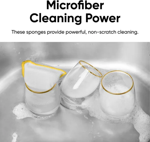 Vista 3 de Esponjas de microfibra para platos, esponja antiarañazos, limpieza doméstica resistente, suministros de limpieza multiusos para lavar platos