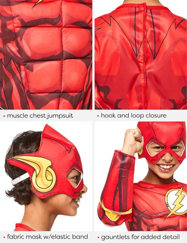 Vista 5 de Rubies at Party City DC Comics Superheroes: The Flash Costume for Kids, Boy's Costume