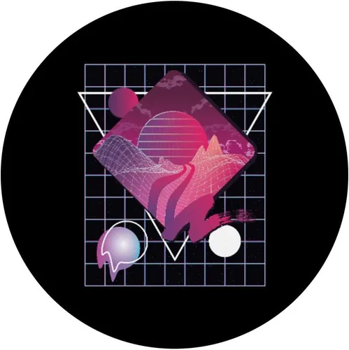 Vista 3 de Vaporwave Synthwave Sunset PopSockets PopGrip: agarre intercambiable para teléfonos y tabletas