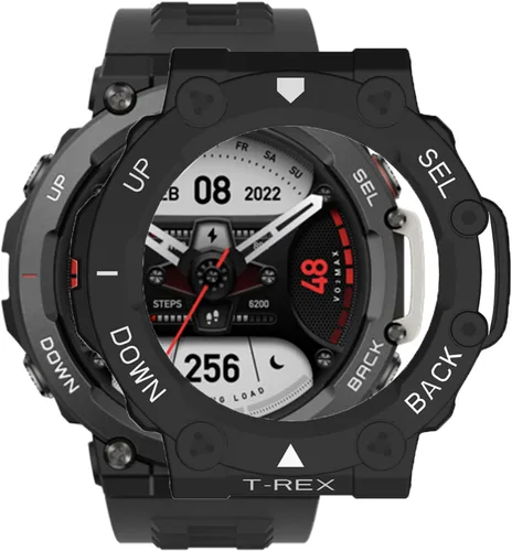 Vista 8 de Funda para Amazfit T-Rex 2, a prueba de golpes, funda protectora de TPU duradera, accesorios para Amazfit T Rex 2 Smartwatch (negro)