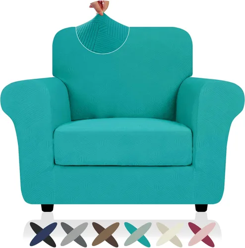 Vista 53 de ZNSAYOTX 2026 Funda de silla a rayas de 2 piezas (79 cm - 117 cm), funda de sillón elástica gruesa con banda elástica antideslizante y lazos