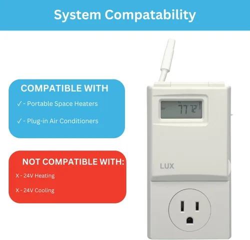 Vista 6 de WIN100 - Termostato programable de voltaje de línea enchufable de 5 a 2 días; baterías incluidas