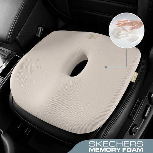 Vista 2 de Skechers Cojín de asiento de espuma viscoelástica, cojín para silla de oficina con forma de dona para aliviar el dolor de coxis, almohada para silla
