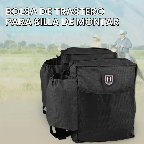 Vista 2 de Harrison Howard Equestrian Western Saddle Bag Nylon Botella de agua/engranaje Portador Conveniente Saddle Bag Negro