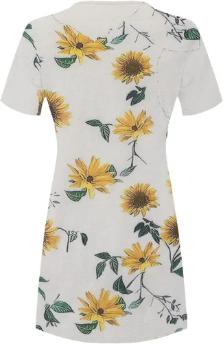 Vista 6 de Vestido de playa casual de verano para mujer, vestido de verano de manga corta, estampado de mariposas, suelto, cuello redondo, vestido de verano