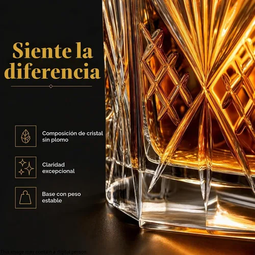 Vista 5 de Decantador de whisky de cristal, sin plomo, regalo para hombres, licor de bourbon escocés, corte irlandés, 25.4 fl oz