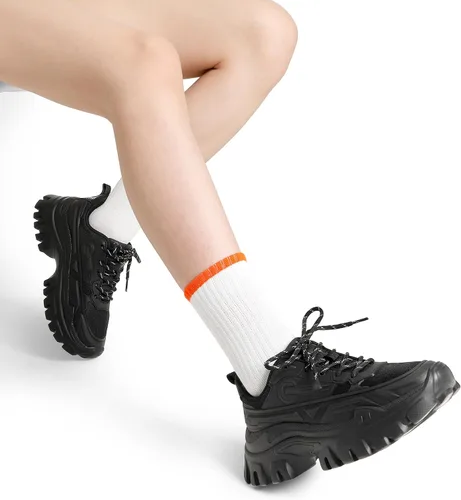Vista 8 de DREAM PAIRS Zapatos deportivos gruesos de moda para mujer, con plataforma, con cordones, cómodos