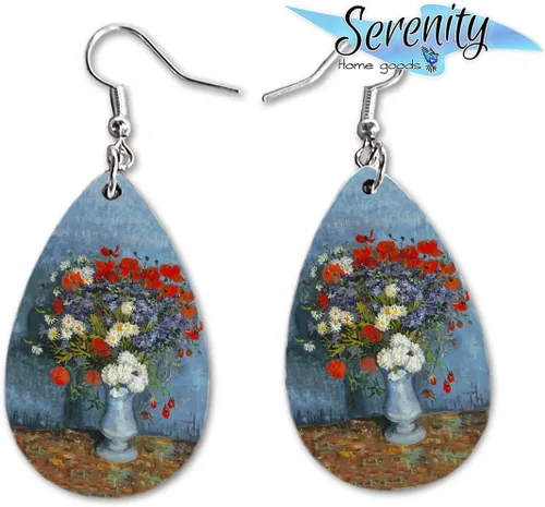 Vista 30 de Van Gogh - Juego de aretes colgantes divertidos Lindos aretes de joyería para niñas y mujeres Impresión de doble cara Regalo de cumpleaños