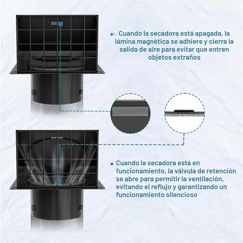 Vista 3 de Hon&Guan Cubierta de ventilación de secadora de 4 pulgadas para exterior con malla extraíble, extractor de ventilación de pared con solapa