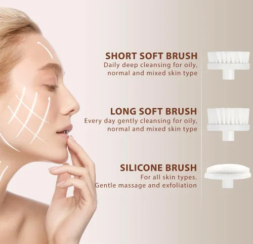 Vista 2 de Limpiador facial Cepillo de limpieza facial, exfoliador, productos de belleza para el cuidado de la piel, lavado eléctrico, exfoliante, cuidado