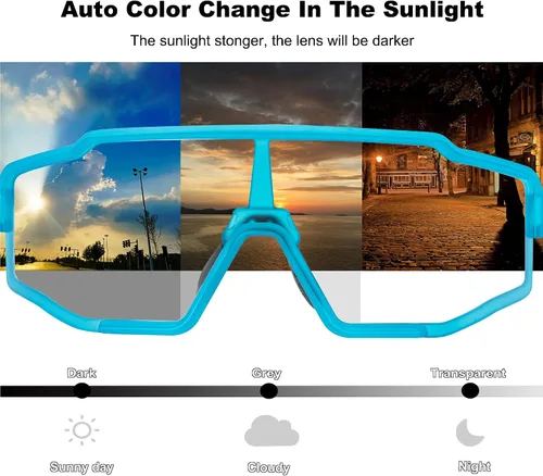 Vista 2 de ROCKBROS Gafas de sol fotocromáticas para hombres y mujeres gafas de ciclismo deportivas protección UV resistentes al viento gafas de bicicleta