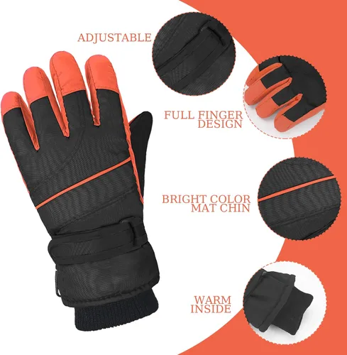 Vista 3 de 4 pares de guantes de nieve para niños, guantes de esquí de invierno, impermeables, cálidos, resistentes al viento, guantes de nieve para niños