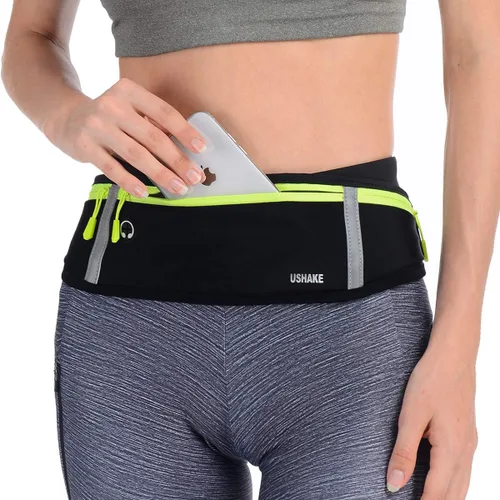 Vista 14 de USHAKE Cinturón delgado para correr, riñonera de entrenamiento para hombres y mujeres, paquete de cintura de ejercicio para soporte de iPhone
