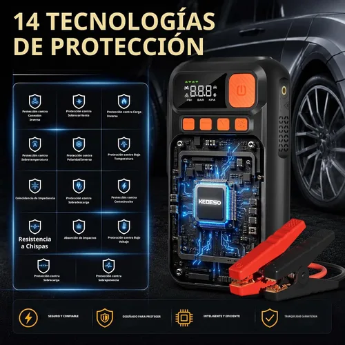 Vista 8 de Arrancador del salto de la batería del coche 12V con el compresor de Refuerzo de batería portátil de 12 V 1000 A para 6.0L de gas/3.0L diésel