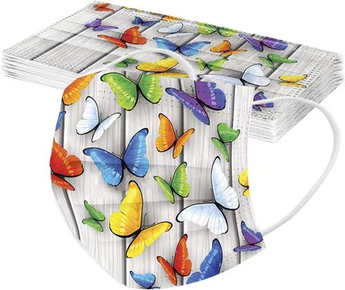 Vista 3 de 50 mascarillas desechables de mariposa para adultos, transpirables, desechables, diseños de mariposas (Estilo-07)