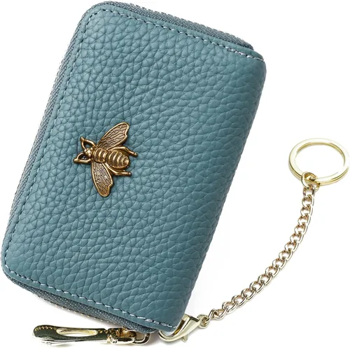 Vista 43 de imeetu Soporte para tarjetas de crédito RFID, cartera pequeña de cuero con cremallera para mujer