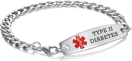 Vista 13 de Brazaletes de alerta médica ajustables de 7.5" a 9" para mujer/hombre, de acero inoxidable, intercambiables Cadena de bloque