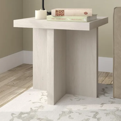 Vista 2 de Henn&Hart - Mesa auxiliar de 22 pulgadas, mesita de noche, mesa auxiliar, color blanco haya