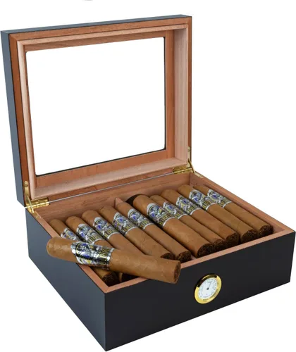 Vista 7 de Prestige Import Group, Humificador de cigarros de cabaña, Capacidad: 20 a 50, CHLTG/BK, Negro, 1